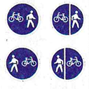 Pedal cycles and pedestrians only sign: R112, R113, R114 and R115