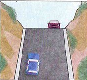 Keep well left on blind rises.