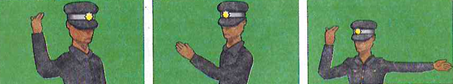 You may proceed or continue, but before you do so, make sure the police officer is signalling to you.Proceed signal from police