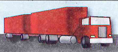 A heavy vehicle might be drawing a trailer. Keep well clear until the whole train has passed.