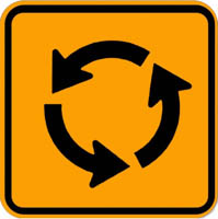 Traffic circle ahead - Zimbabwe class a signs road sign