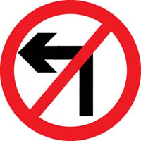 No left turn - Zimbabwe class b signs road sign