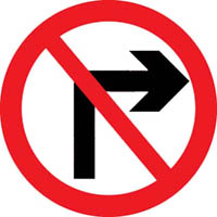 No right turn - Zimbabwe class b signs road sign