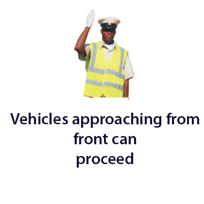Traffic control officer - Zimbabwe police signals road sign