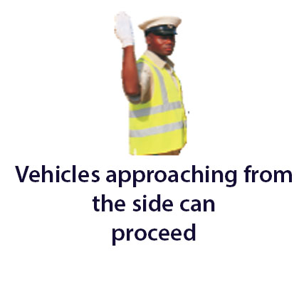 Traffic control officer - Zimbabwe police signals road sign