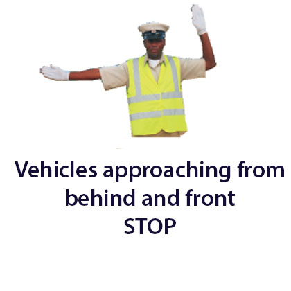 Traffic control officer - Zimbabwe police signals road sign