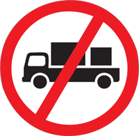 Delivery vehicles prohibited - Zimbabwe regulatory signs road sign