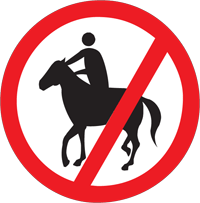 Horse riders prohibited - Zimbabwe regulatory signs road sign