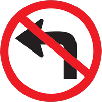 Left turn prohibited - Zimbabwe regulatory signs road sign