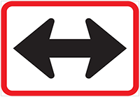 Reserved movement left and right by specified vehicle class - Zimbabwe regulatory signs road sign