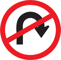 U-turn prohibited - Zimbabwe regulatory signs road sign
