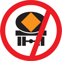 Vehicles carrying explosive goods prohibited - Zimbabwe regulatory signs road sign