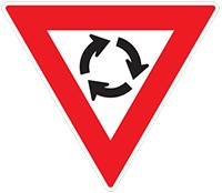 Yield at mini-circle sign - Zimbabwe regulatory signs road sign