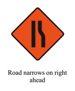 Road narrows ahead - Zimbabwe temporary signs road sign