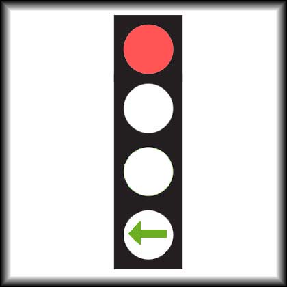 Red with Green arrow - Zimbabwe traffic signals road sign