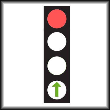Red with Green arrow - Zimbabwe traffic signals road sign
