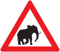 Animals on road ahead - Zimbabwe warning signs road sign