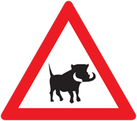 Animals on road ahead - Zimbabwe warning signs road sign