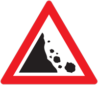 Falling rocks on road ahead - Zimbabwe warning signs road sign