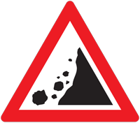 Falling rocks on road ahead - Zimbabwe warning signs road sign