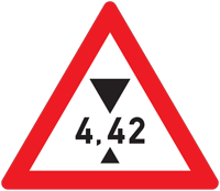 Height restriction warning - Zimbabwe warning signs road sign