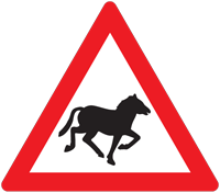 Horses on road ahead - Zimbabwe warning signs road sign