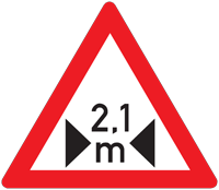 Limited width on road ahead - Zimbabwe warning signs road sign