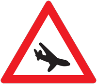 Low flying air traffic ahead - Zimbabwe warning signs road sign