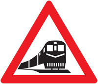 Train ahead warning - Zimbabwe warning signs road sign