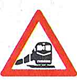 The warning sign for a railway crossing ahead.