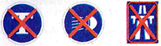 Derestriction signs: the red cross cancels the message underneath it.