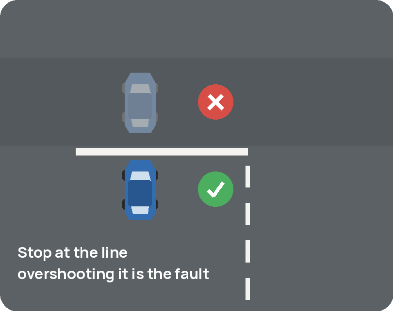 The near side of the line is where the car stops.